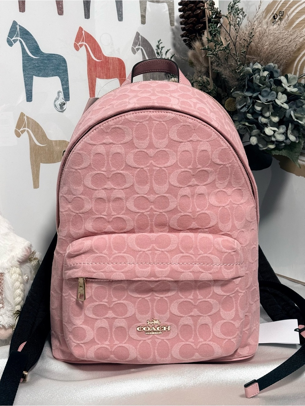 Coach Taylor Small Backpack In Signature Denim Light Pink CER70